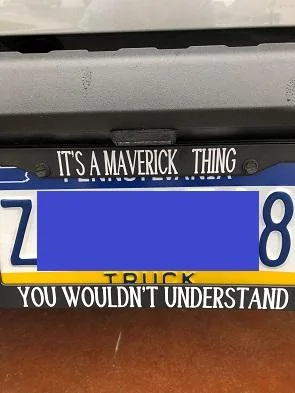 Ford Maverick Lettering on the Maverick stamp on the tailgate IMG_2054