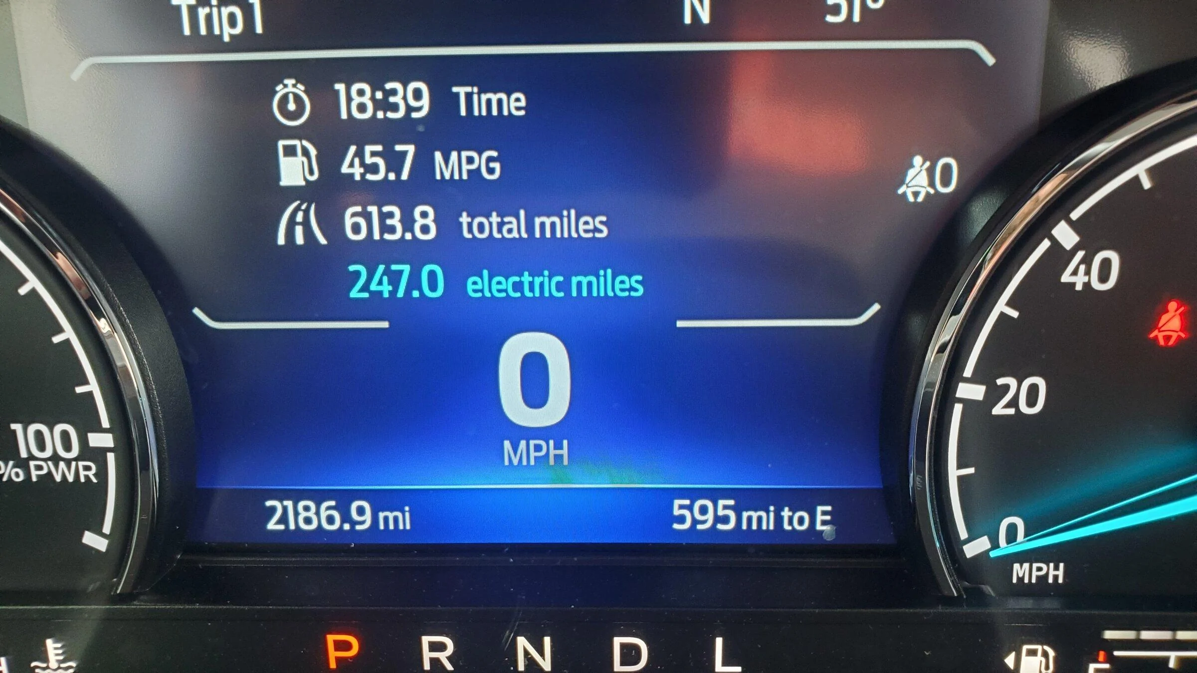 Ford Maverick 150 miles @ 75 mph, 29 mpg. No bueno. 20220426_131633