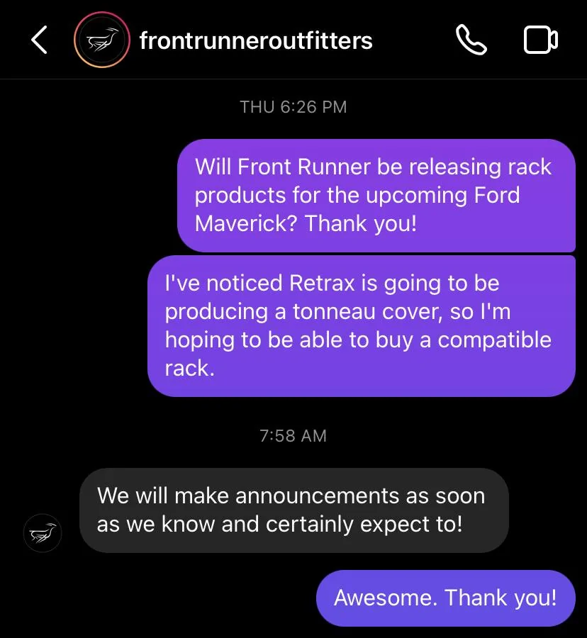 Ford Maverick Front Runner racks and accessories on the way? 9A9CB4D4-F33D-4304-B7A9-B1EBC85B5026