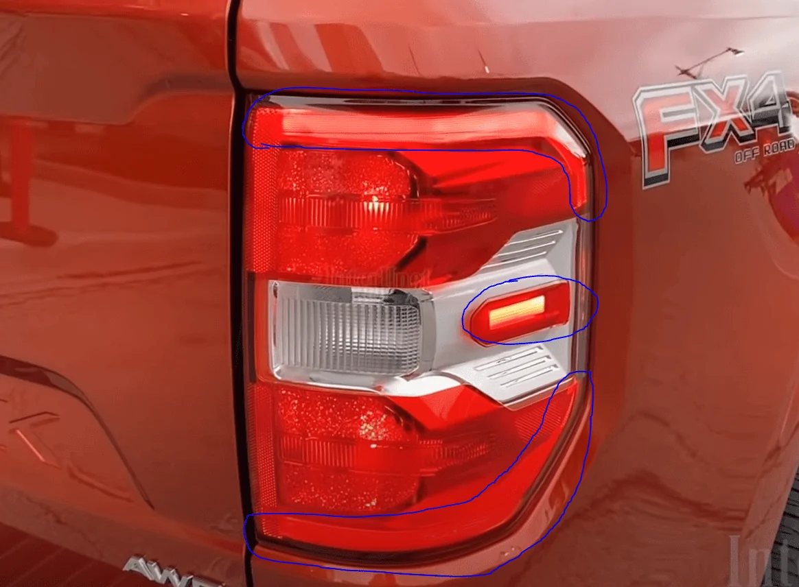 Ford Maverick Lariat Tail Lights vs. XL / XLT difference 1630015249073
