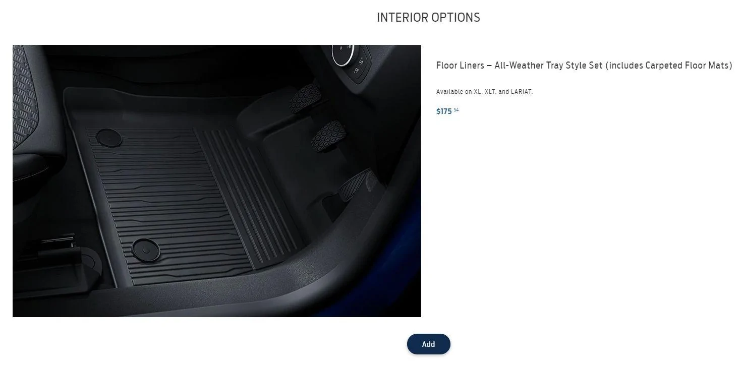 Ford Maverick Hybrid Order Support Group All Weather Floor Liners