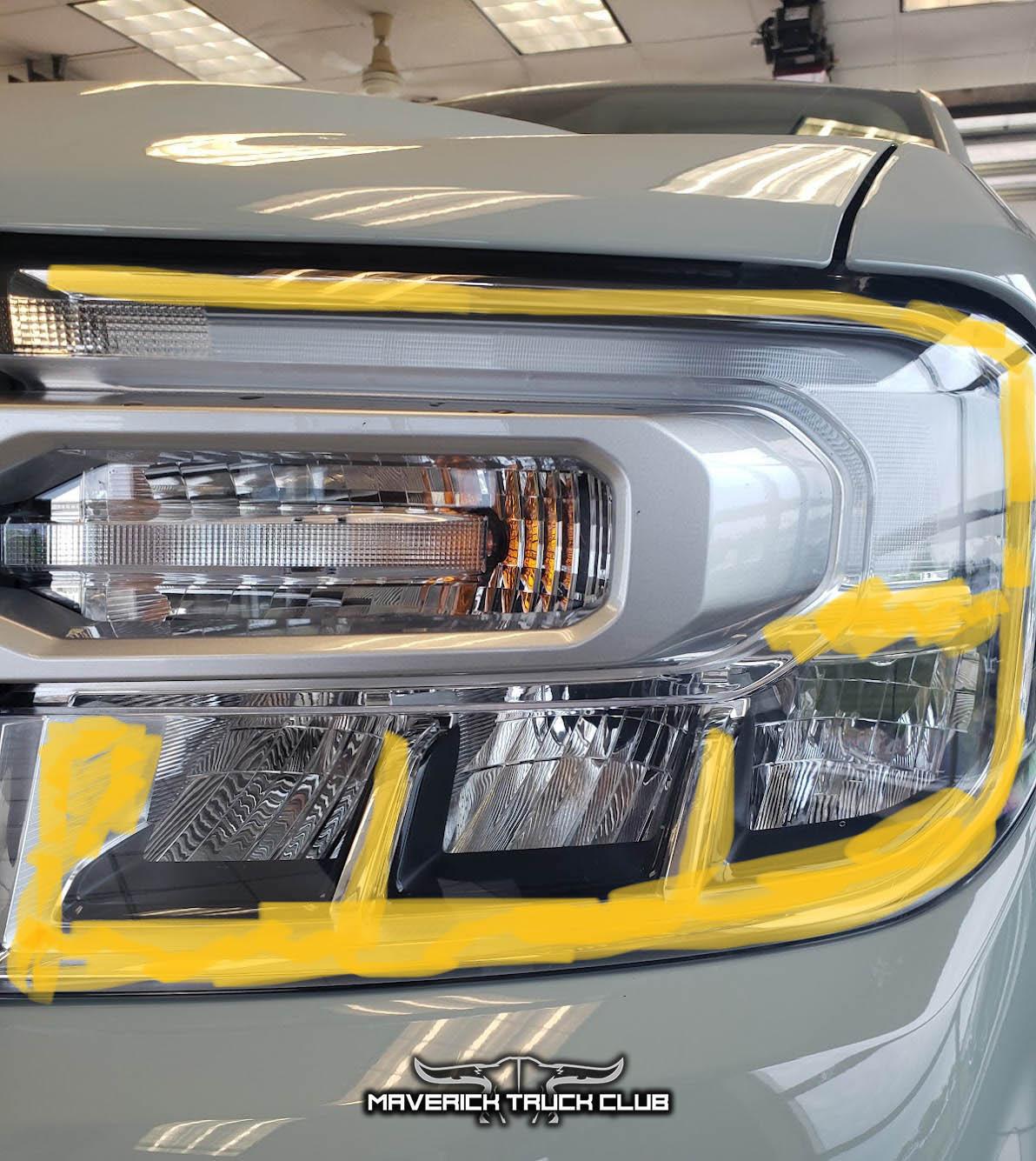 Ford Maverick Ford, why no blacked out headlight housings? A76F9FDB-2748-41B8-8997-27366E77B253