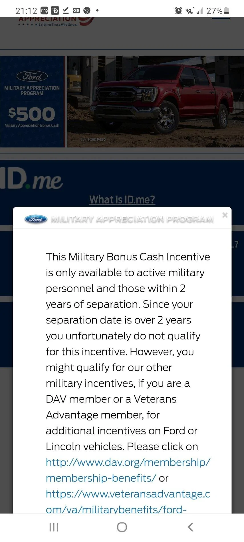 Ford Maverick Ford quits giving miltary discount to veterans Screenshot_20210901-211217_Chrom