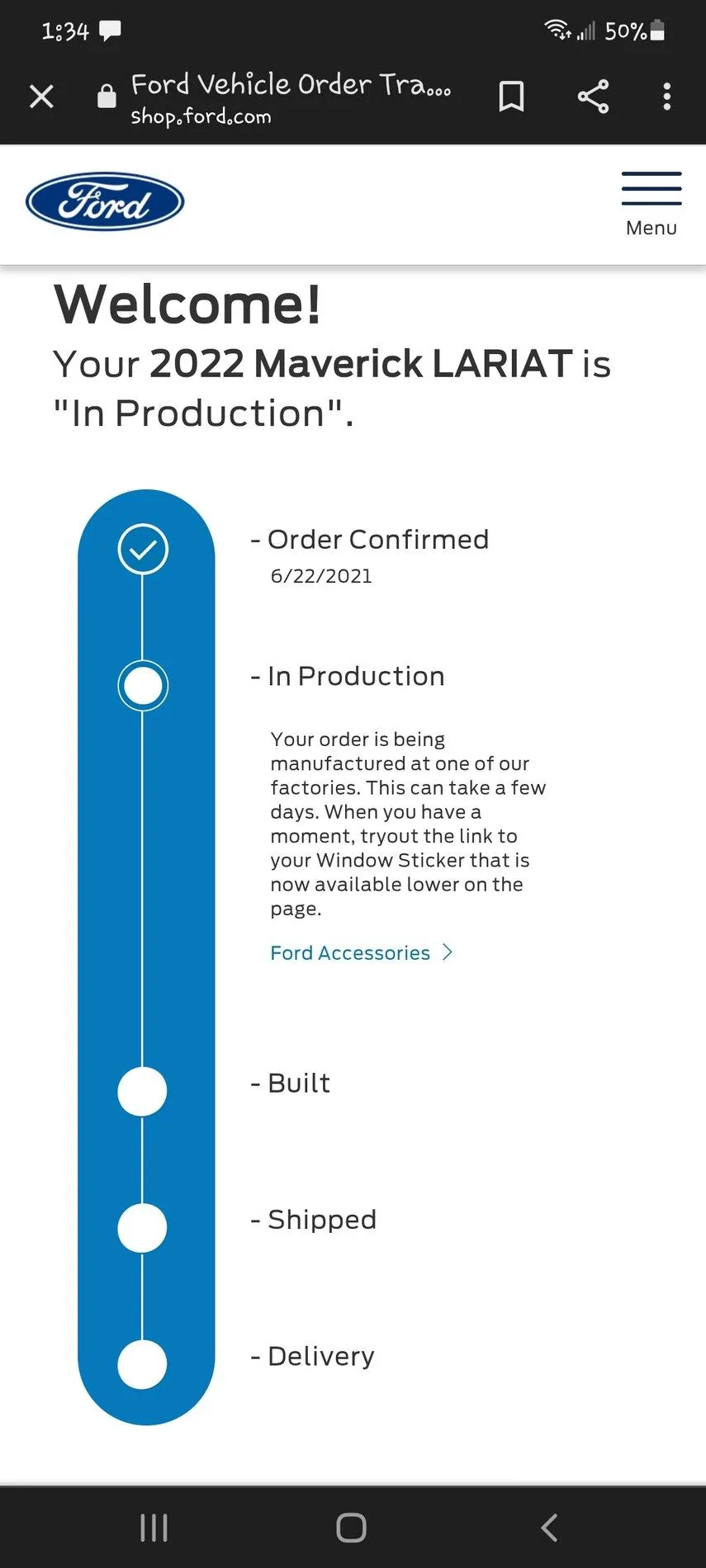 Ford Maverick Mavericks now hitting "In Production" status on Ford tracker. Has Yours? inbound1362457327662336340