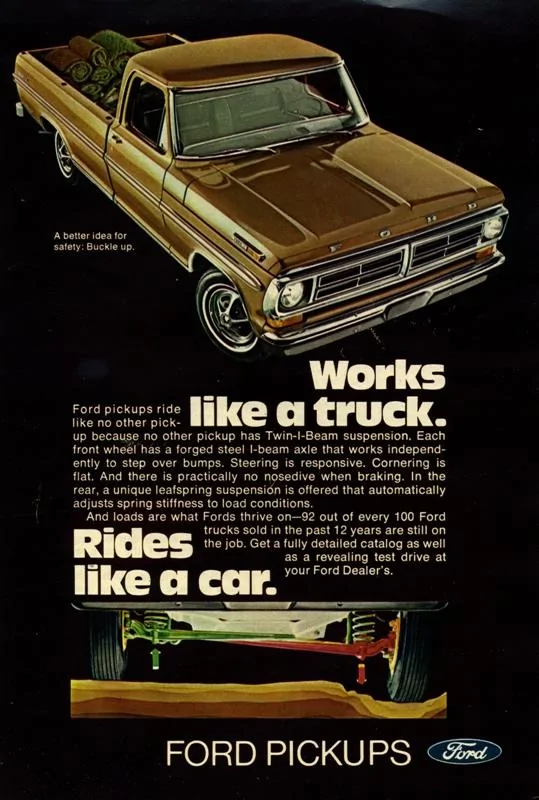 Ford Maverick How do you classify the size of a Pickup? 1972_f100_ad_1