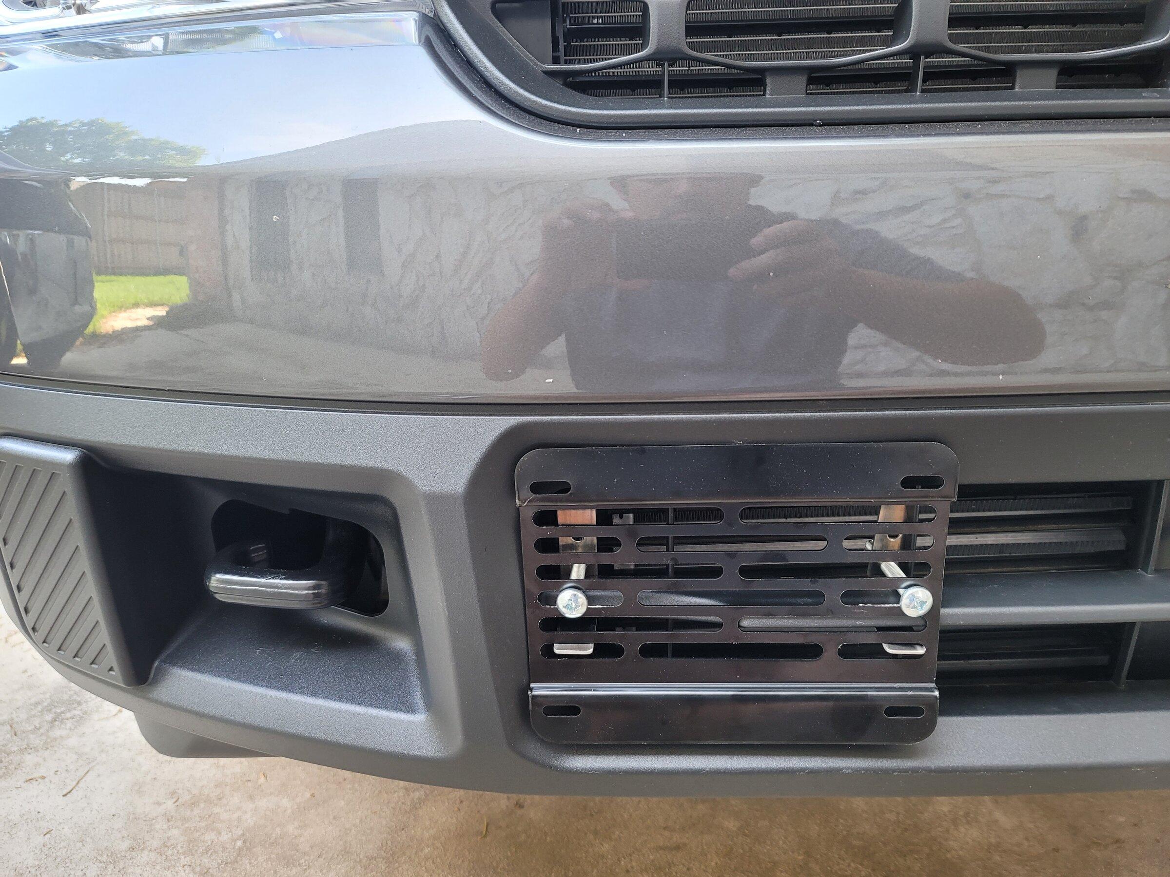 Ford Maverick Front license plate mounting Before flippin