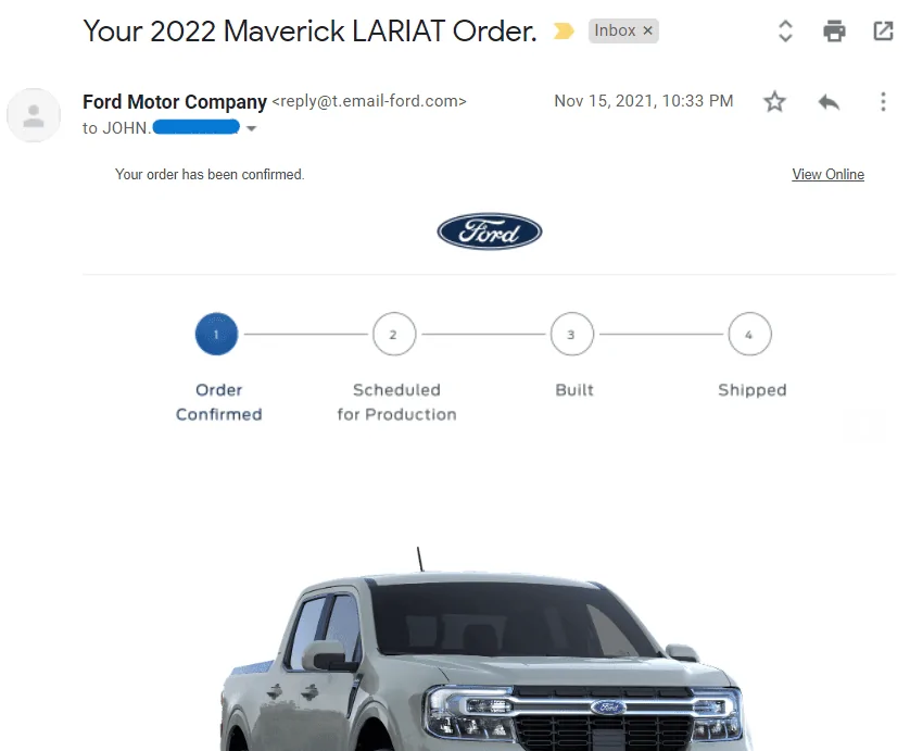 Ford Maverick November Hybrid Orders United maverick