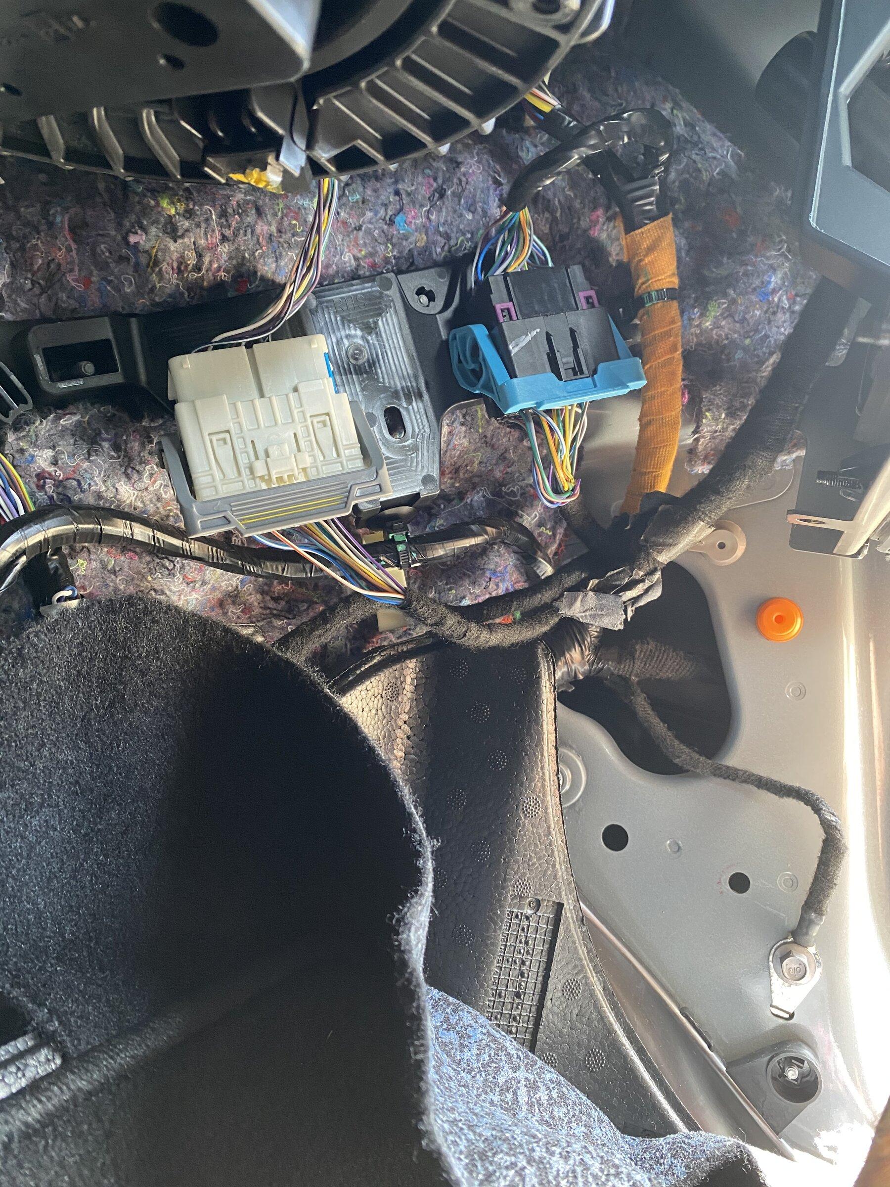 Ford Maverick Front kick panel / speaker wires. F2E8C837-64D1-497F-BE37-A1B145F62100
