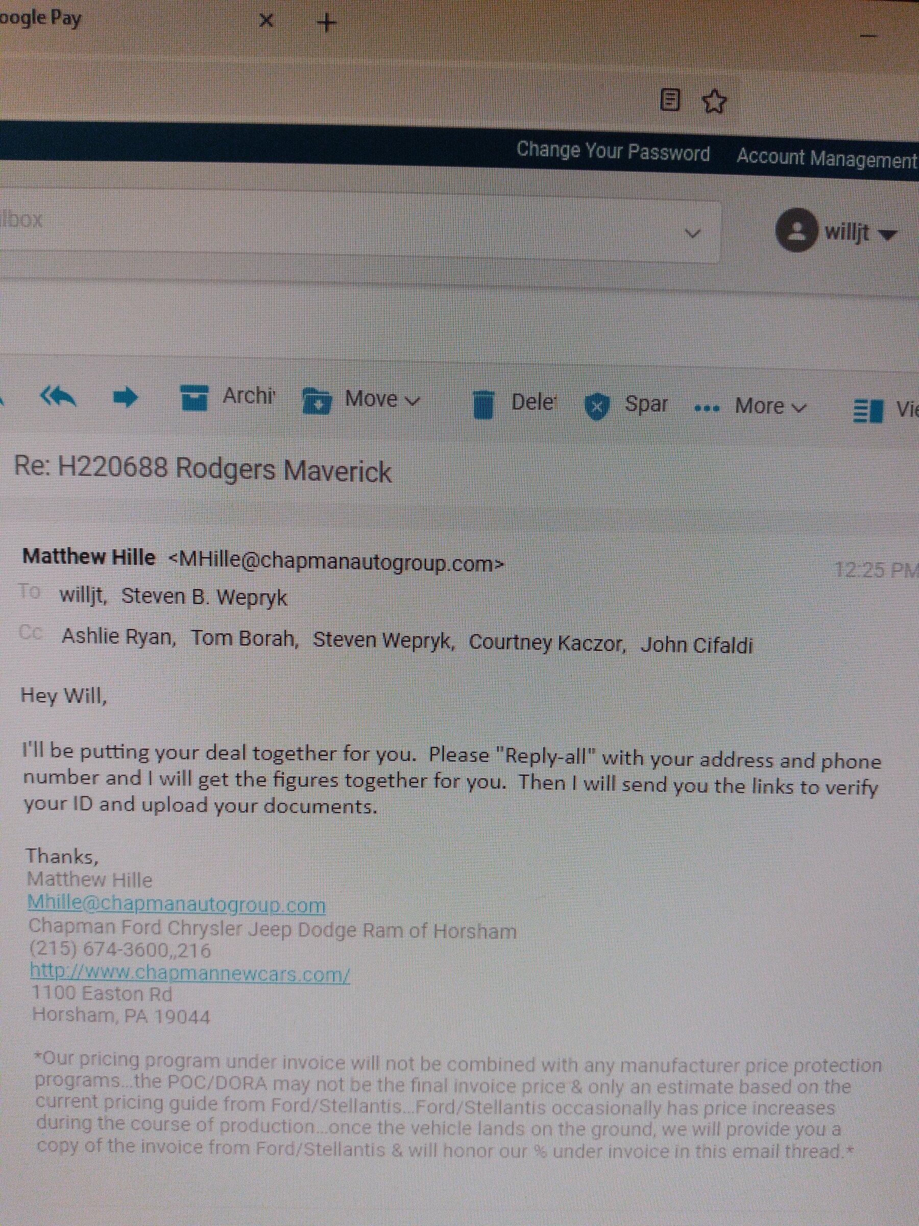 Ford Maverick Chapman/Horsham -- 2022MY orders 20220511_205747