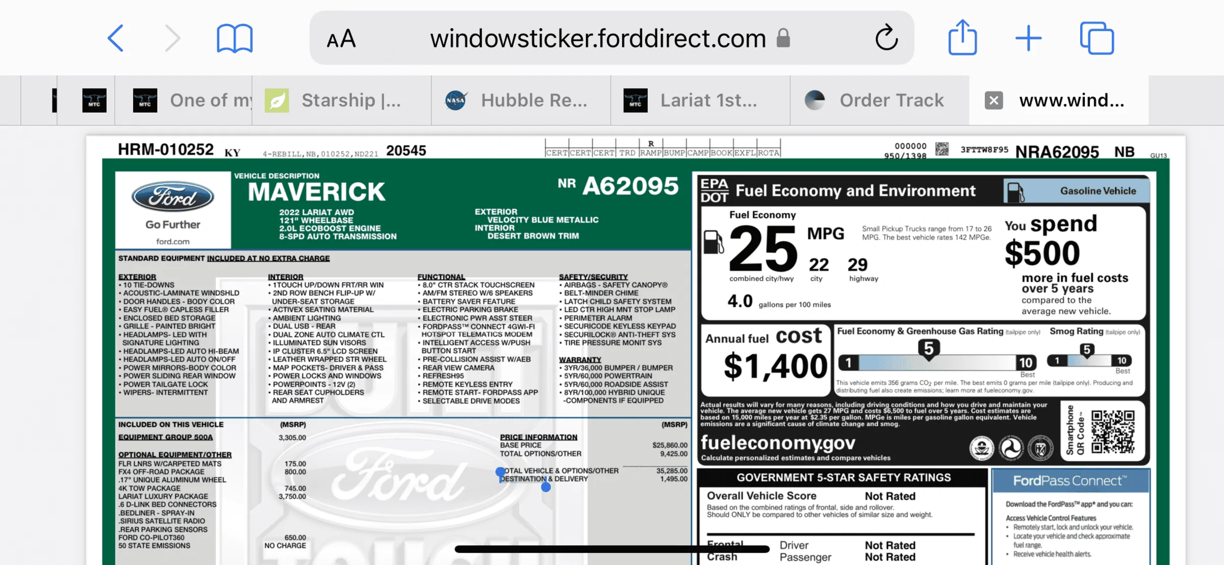 Ford Maverick Lariat 1st edition build date was may 9th - No Blend date? FCD9BF40-37C9-4688-B550-D226A35A70AD