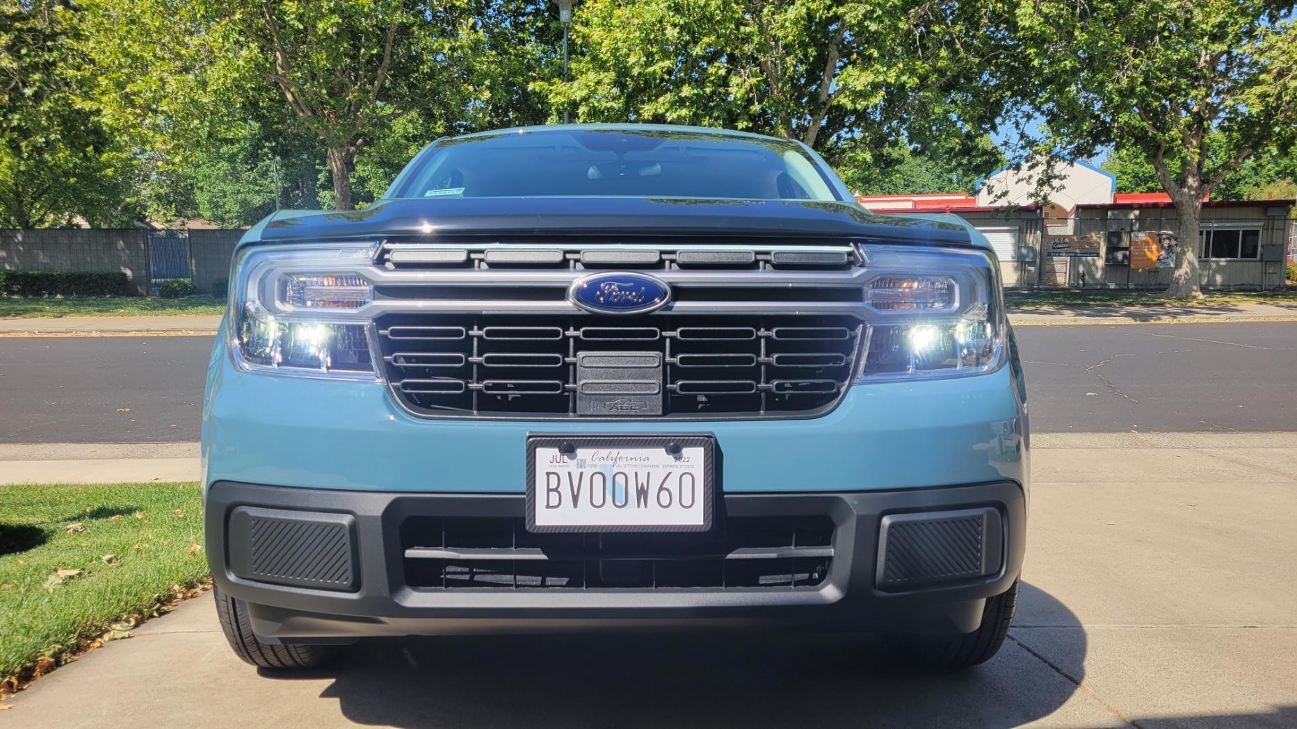 Ford Maverick Custom Lightning-style LED light bar strip added to Maverick grille 20220523_102828