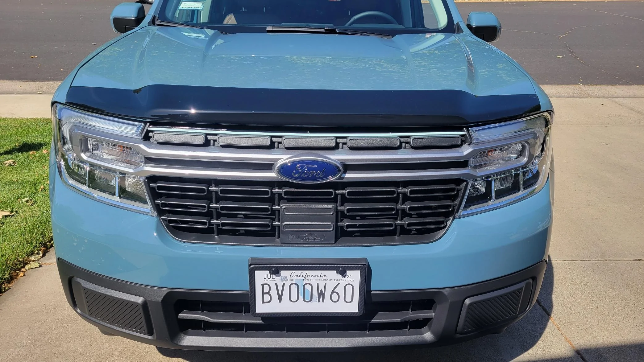 Ford Maverick Custom Lightning-style LED light bar strip added to Maverick grille 20220523_102821