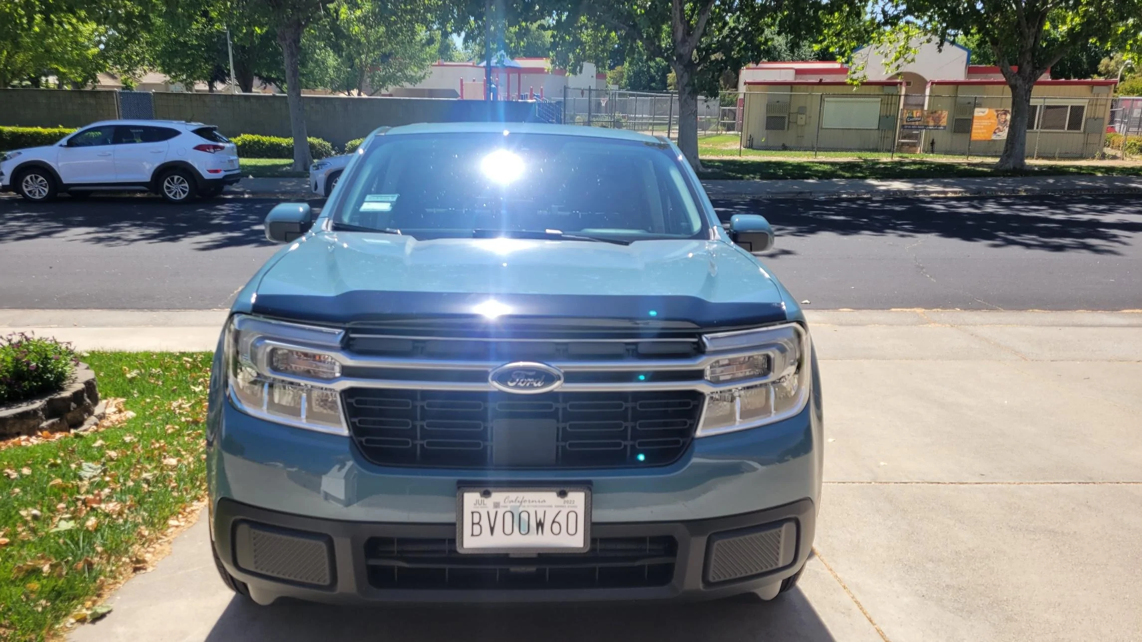 Ford Maverick Custom Lightning-style LED light bar strip added to Maverick grille 20220519_145536