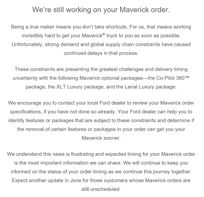 Ford Maverick Are we getting a letter from Ford? 1653504414946