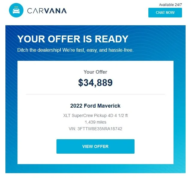 Carvana XLT Maverick Hybrid 05-29-22.JPG