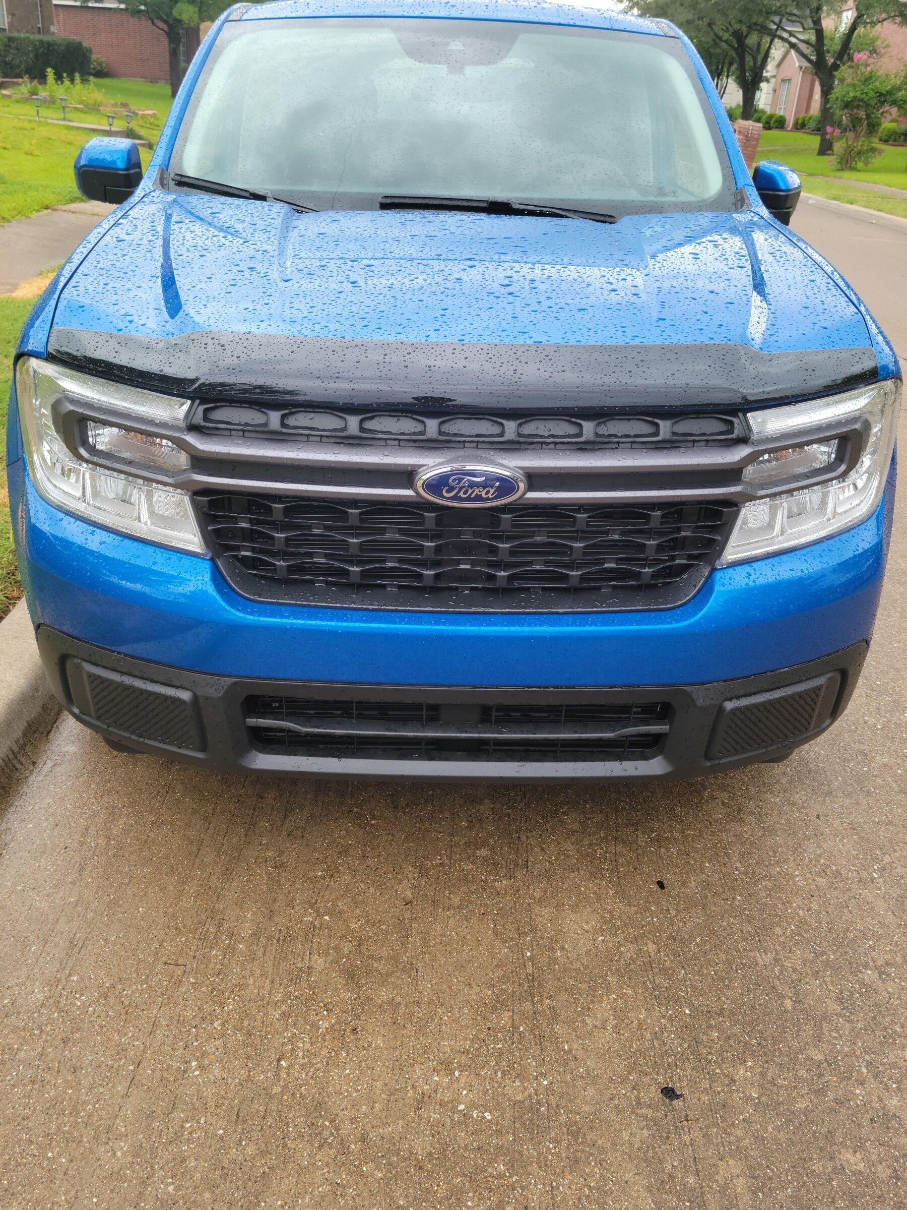 Ford Maverick Installation of Official Maverick Hood Deflector Shield 20220602_085148