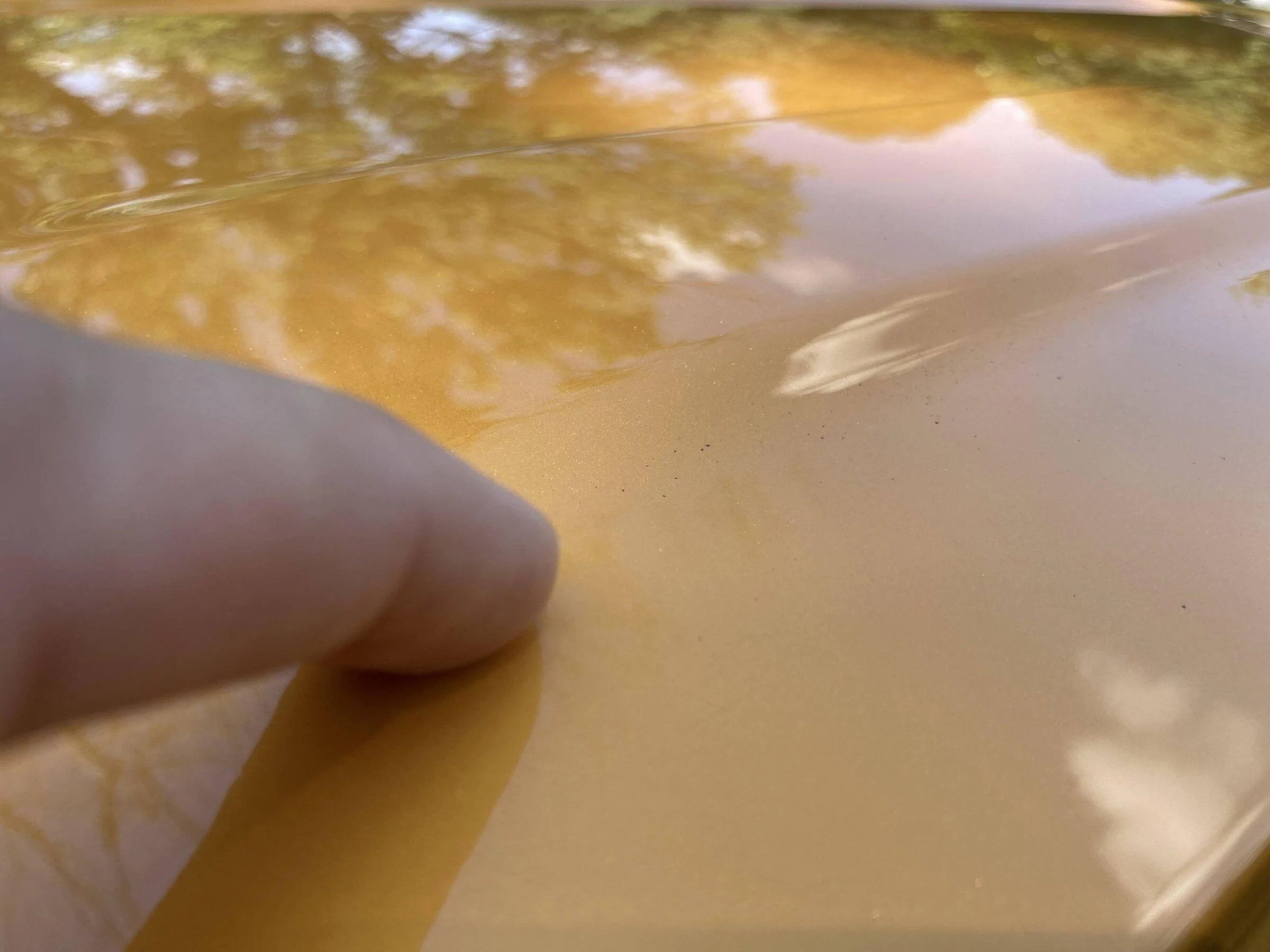 Ford Maverick Bed liner installer over sprayed on my paint. paint1