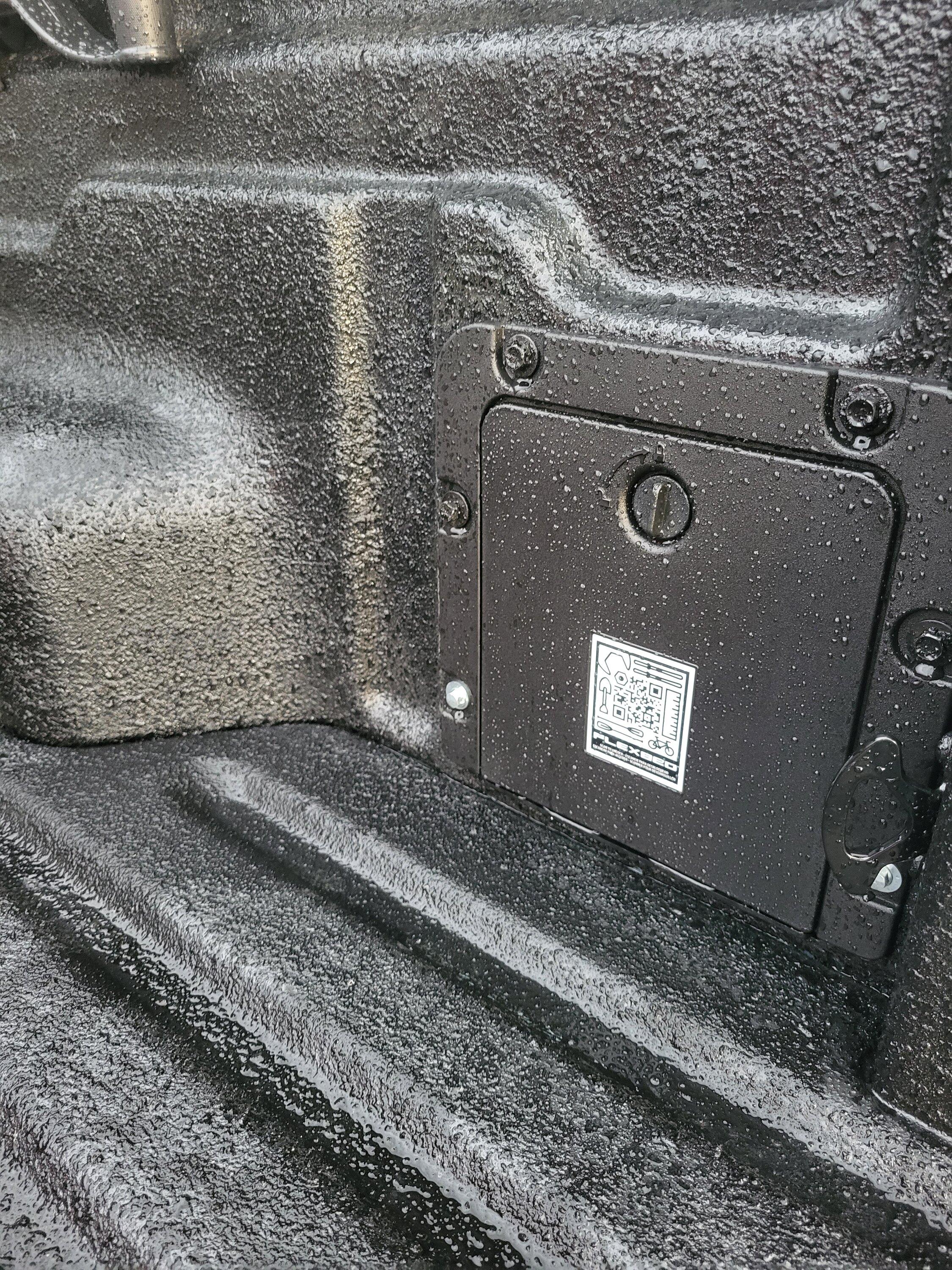 Ford Maverick Bed cubby and power source installed 20220610_200000
