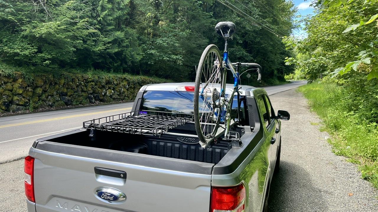Ford Maverick Yakima BedRock (low profile bed rack) installed with Yakima basket 0E2DD917-B2BC-4F78-97C7-0E208F6628F4