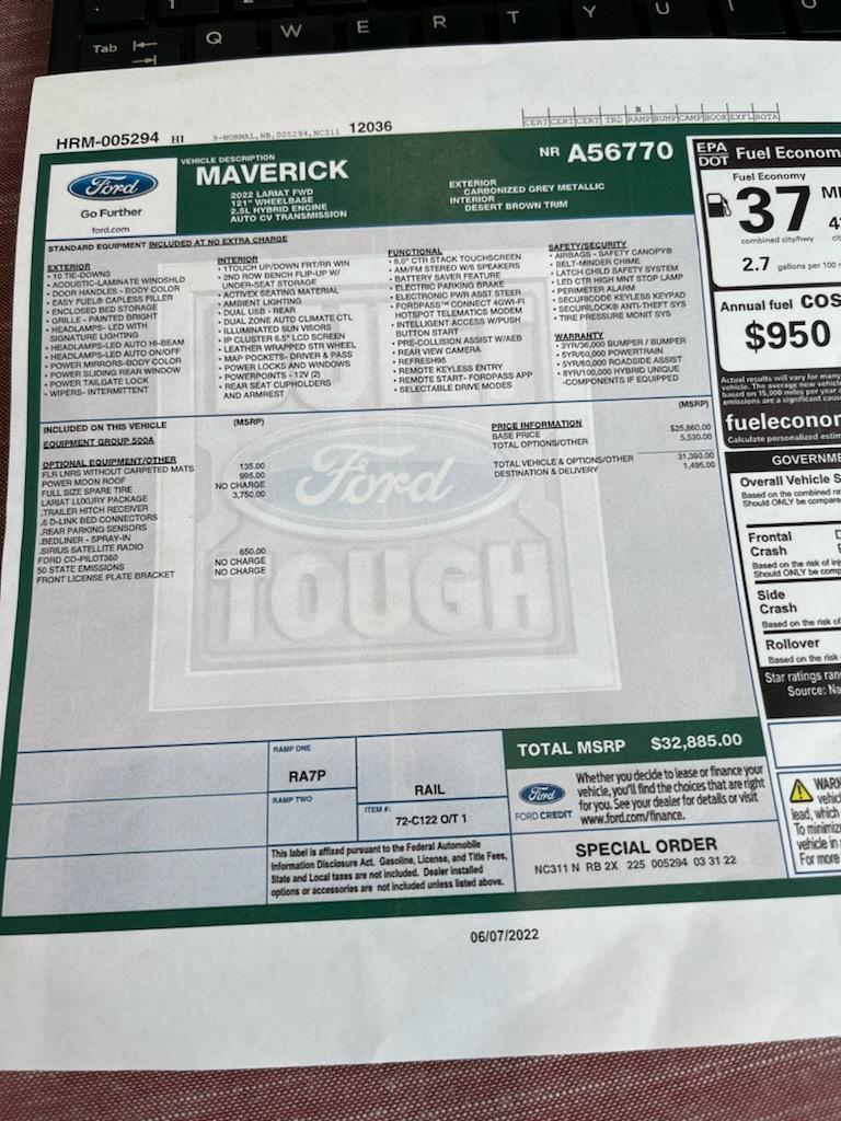 Ford Maverick How do I find out the order date on this? 09B59C3A-8E85-4EA3-ADEE-F25EAC875969