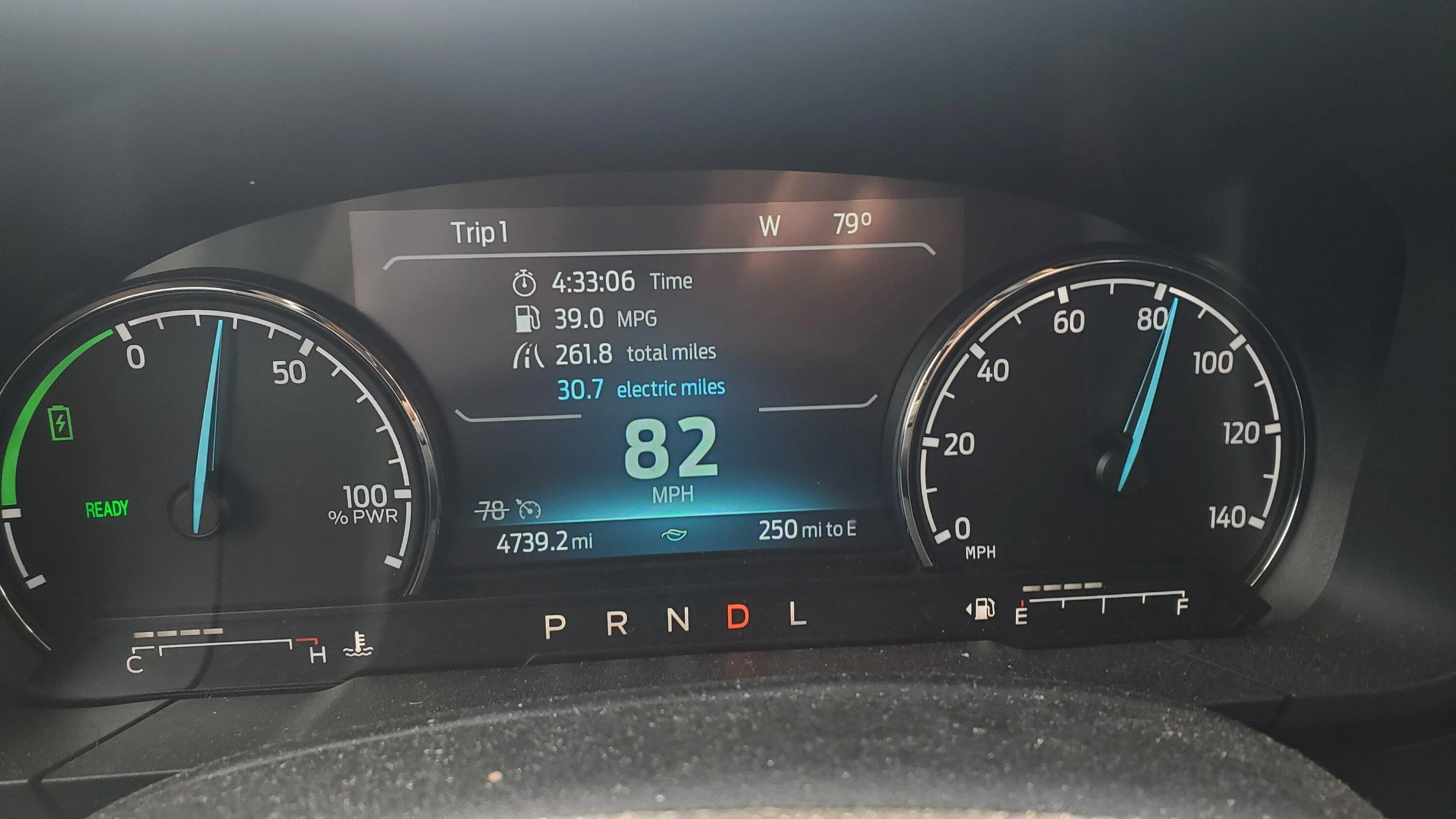 Ford Maverick 1,557 mile road trip in Hybrid: 39 mpg from half city/slow and half freeway 20220610_164245