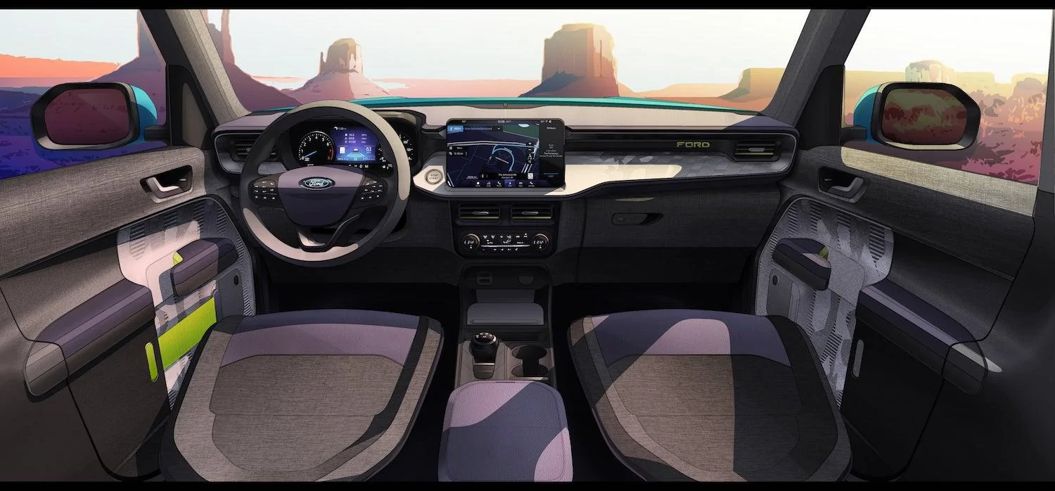 Ford Maverick Early Maverick Sketches Included Bigger Display Screen 2022-Ford-Maverick-Design-Sketch-Interior-002