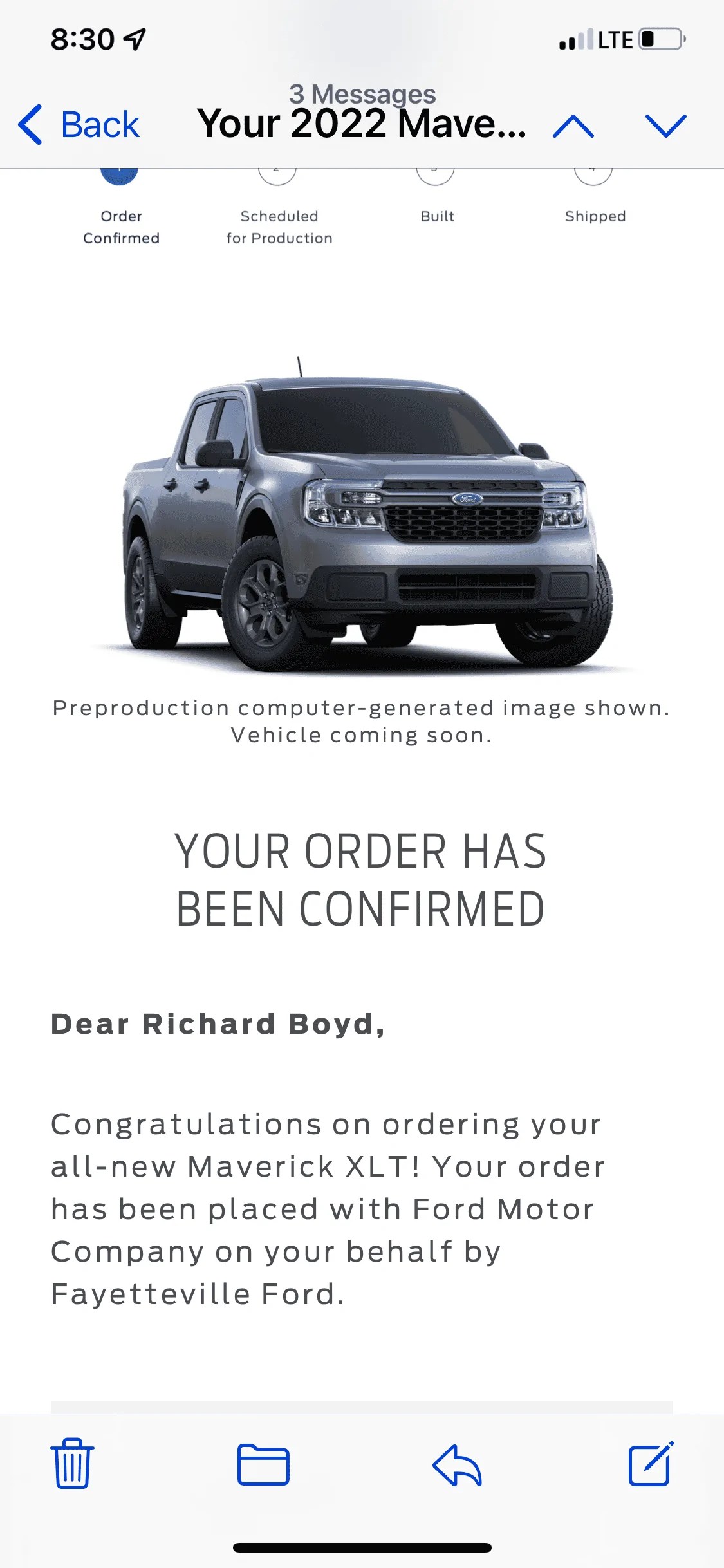 Ford Maverick My Order suddenly doesn’t exist - Oct 9 Hybrid 85D8870A-670B-4F3C-AA7C-0D6D24BD694A