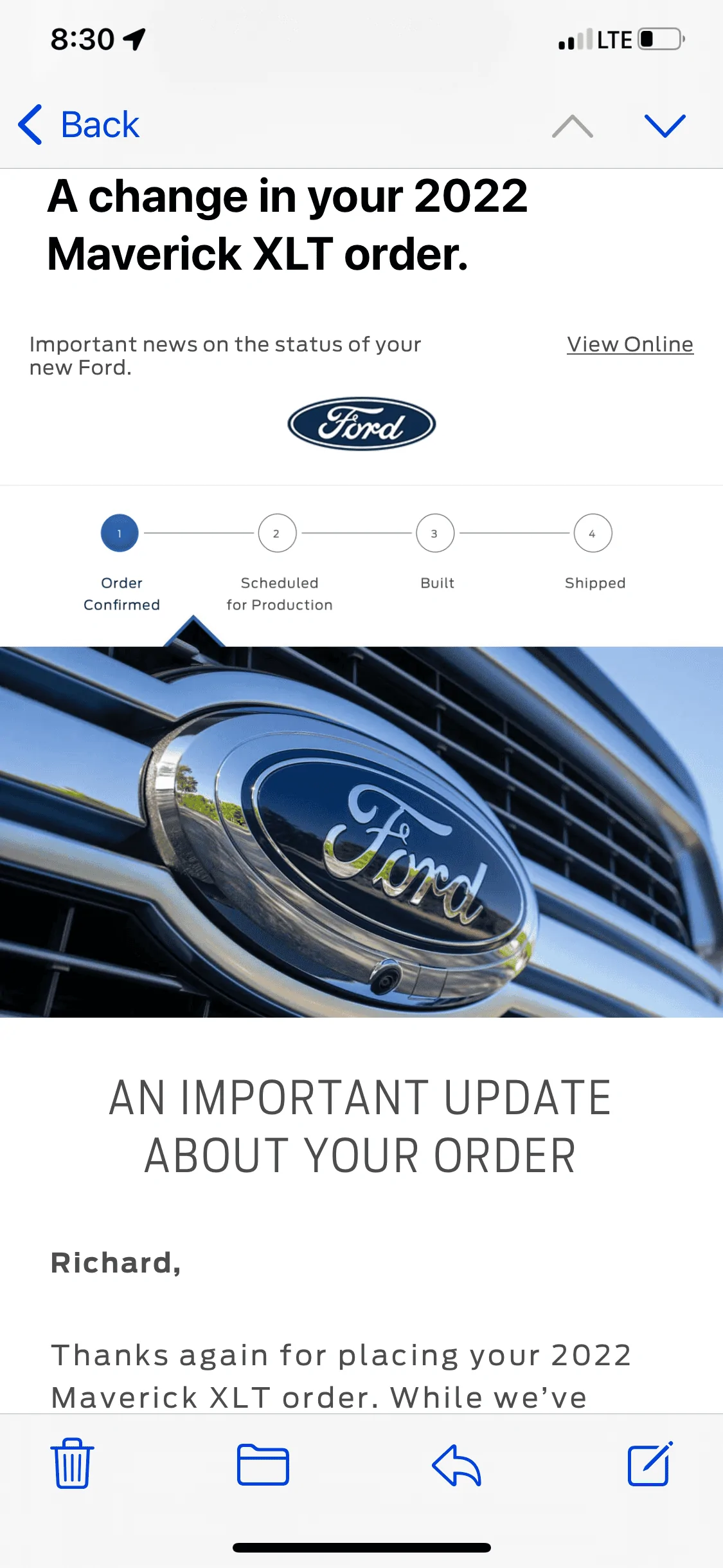 Ford Maverick My Order suddenly doesn’t exist - Oct 9 Hybrid A4F32EFB-ABBA-43E2-BDDD-2C9C4169464B