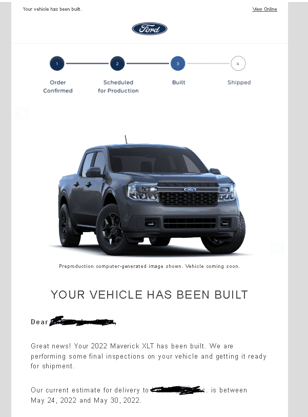 Ford Maverick December Order still waiting ? Ship date.PNG