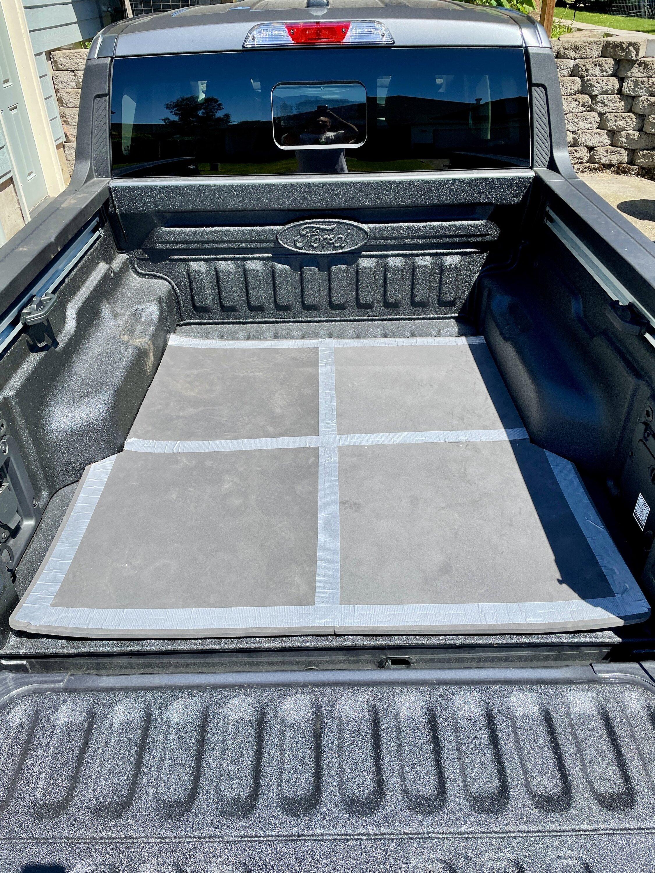 Ford Maverick Disposable bed mat from Harbor Freight foam tiles IMG_1768