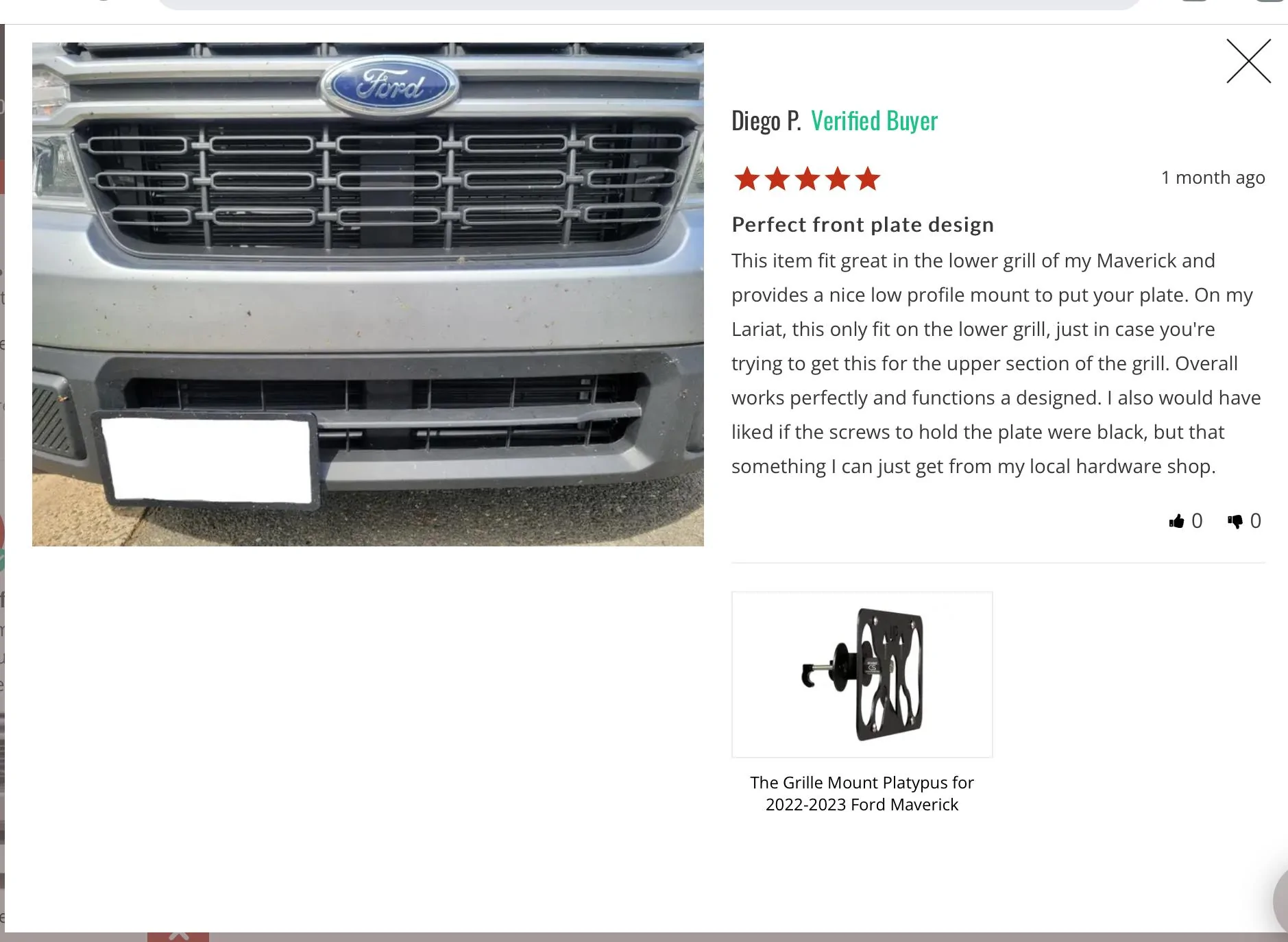 Ford Maverick Sly license plate bracket- active grille shutters 0475F22B-7FDB-410F-AFFF-5F205222A53C