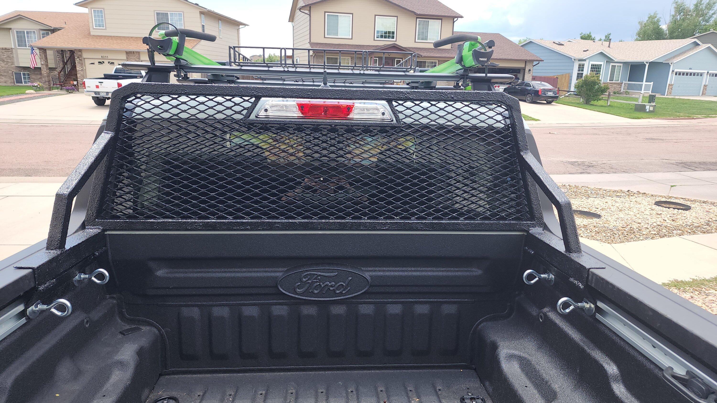 Ford Maverick Homemade no-drill back rack using bed rail system. 20220702_131956