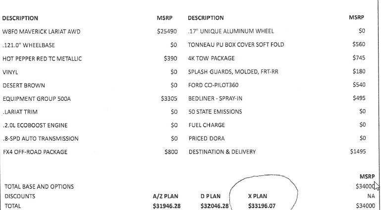 Ford Maverick Looking for Order Summary with A plan information 1657115197926