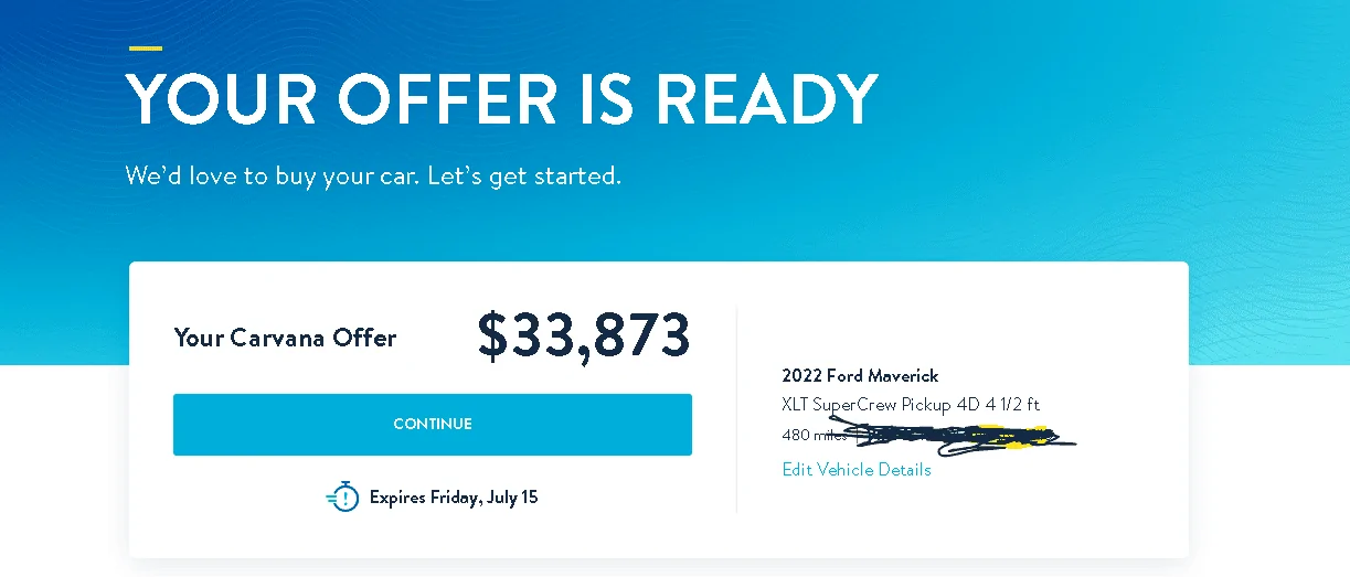 Ford Maverick My Carvana Offer CARVANA