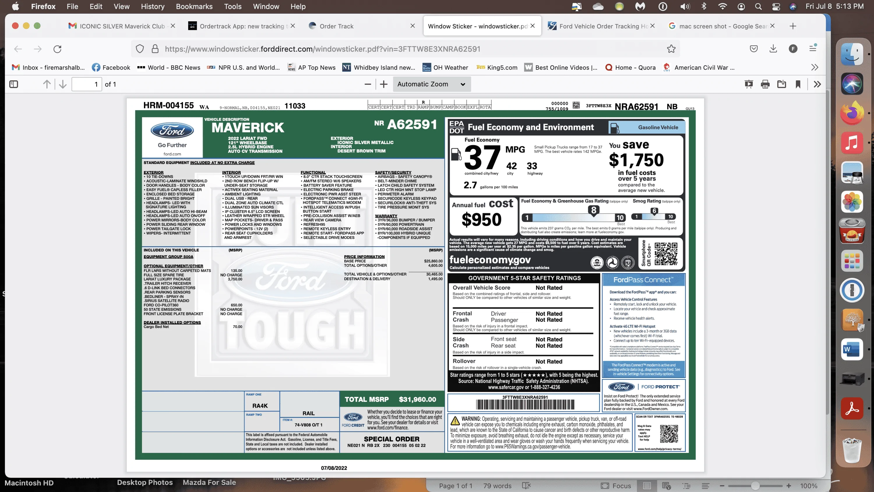 Ford Maverick Any new info from window sticker? Screen Shot 2022-07-08 at 5.13.46 PM