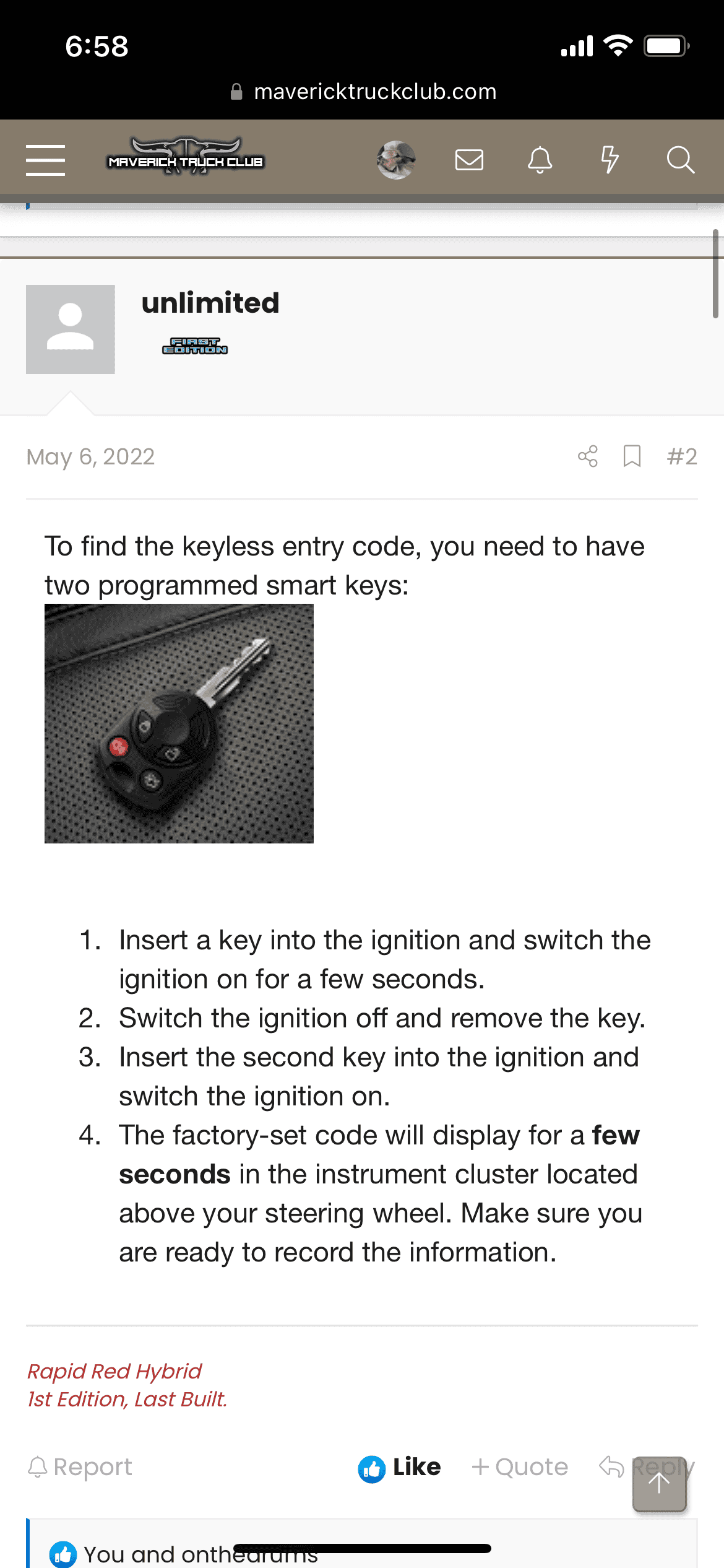 Ford Maverick KEYLESS ENTRY KEYPAD master code? BC648F7B-843F-4289-A3D4-A134473B3261