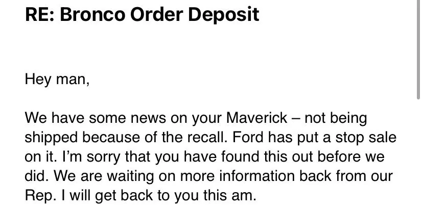 Ford Maverick (CANADA) Stop Sale: Hybrid at Rail Head 2CCDDEC9-19CF-4061-B46C-BFE943BEDBA4