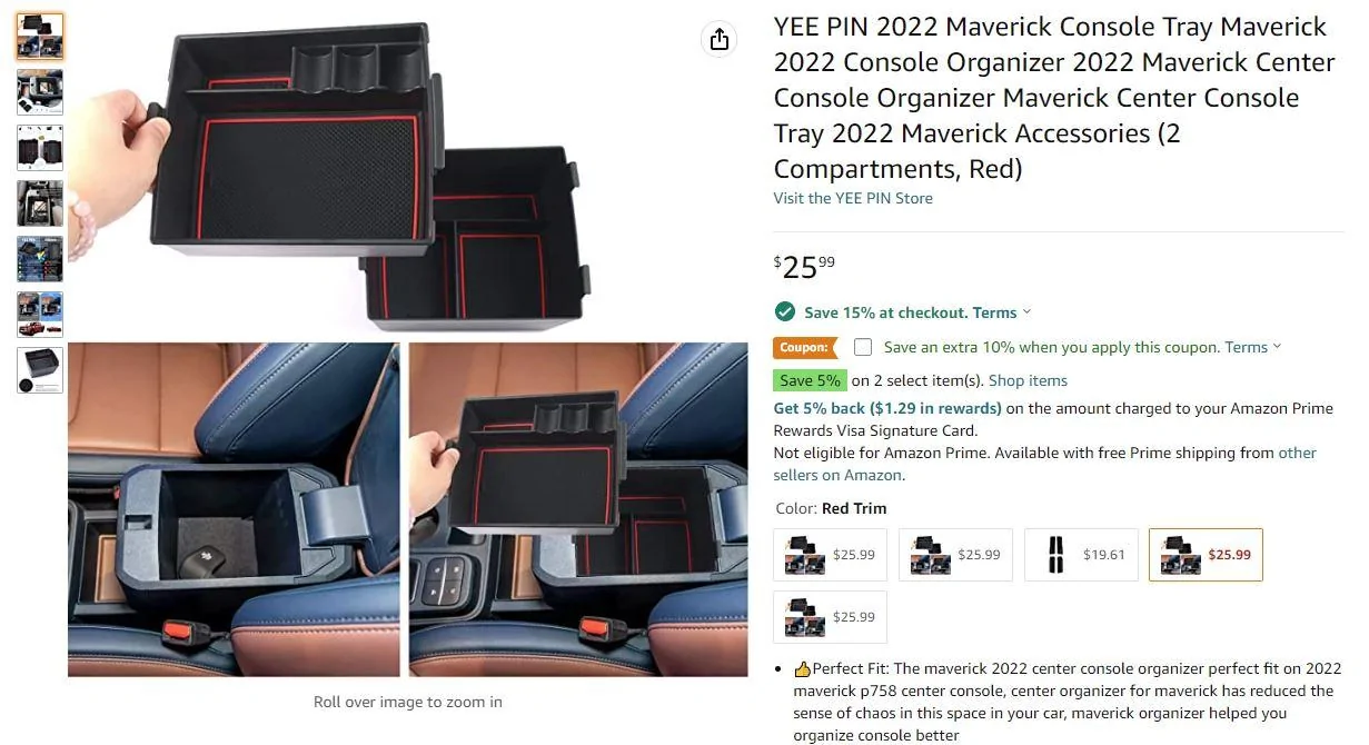Ford Maverick Another Arm Rest Center Console Storage Option Yee_Pin_consol