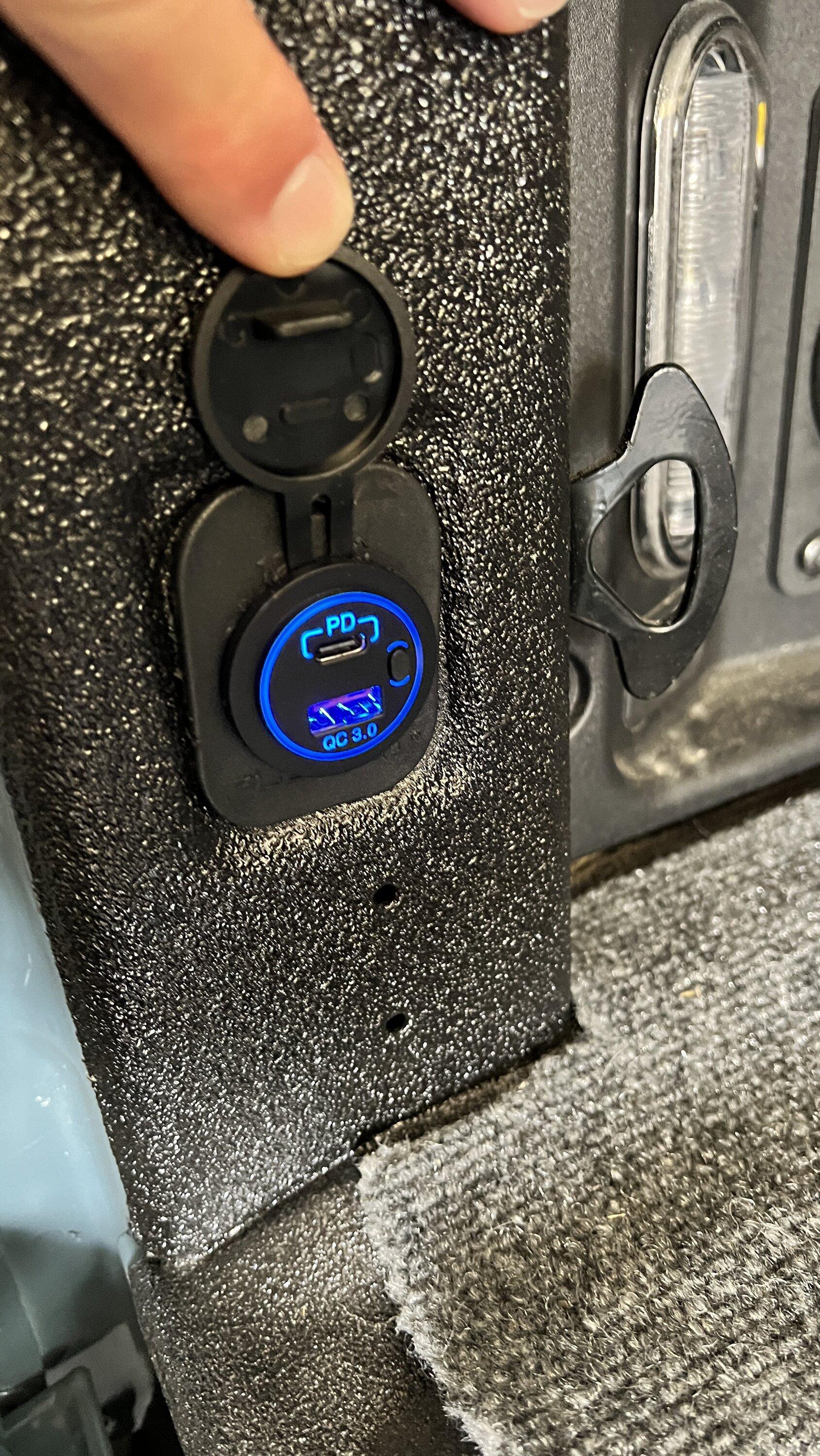 Ford Maverick Adding 12V and USB power ports to the bed - installed photo IMG_3777
