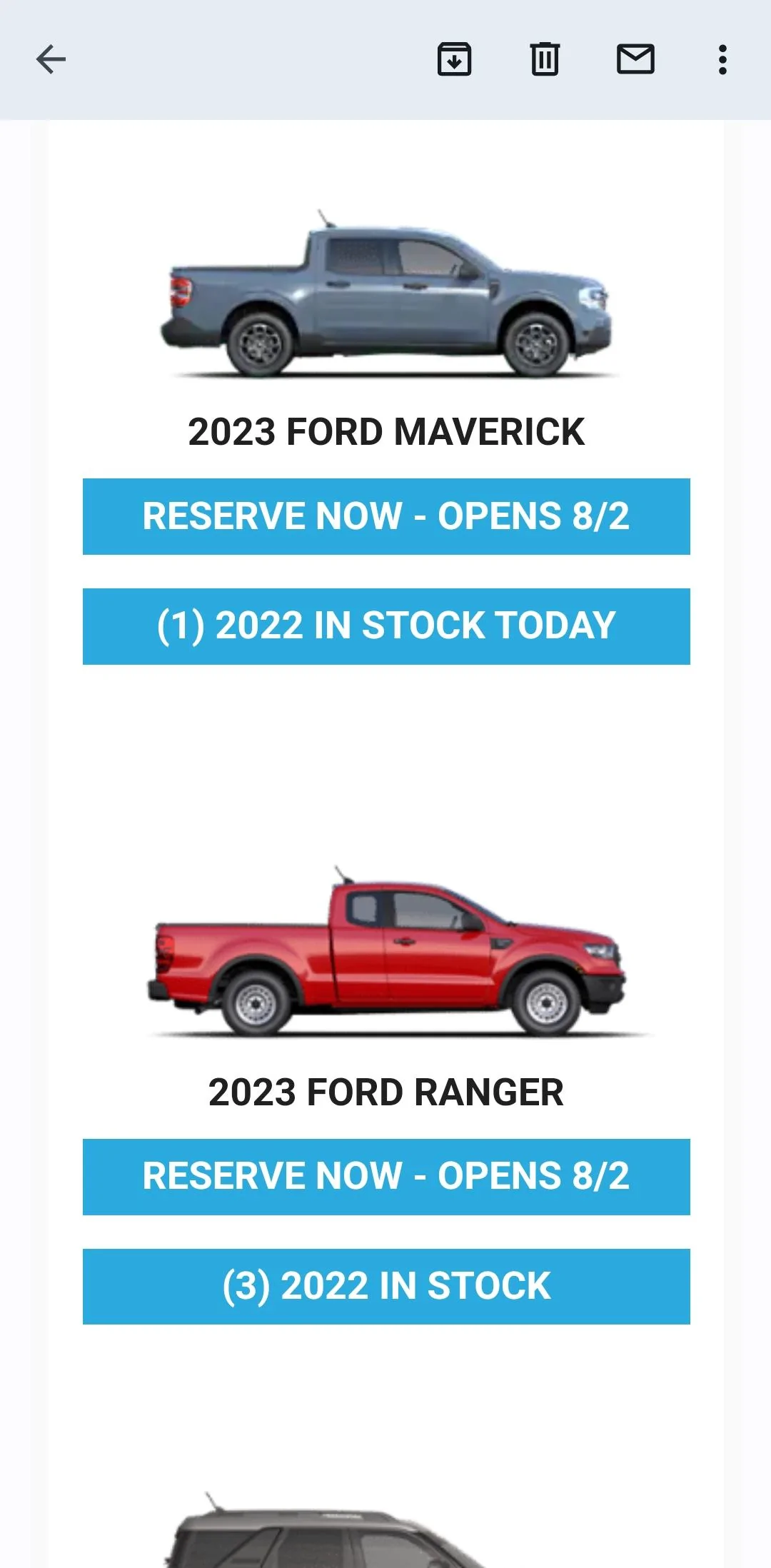 Ford Maverick 2023 Maverick ORDER BANK opens AUGUST 2ND Screenshot_20220722-190353_Gmail