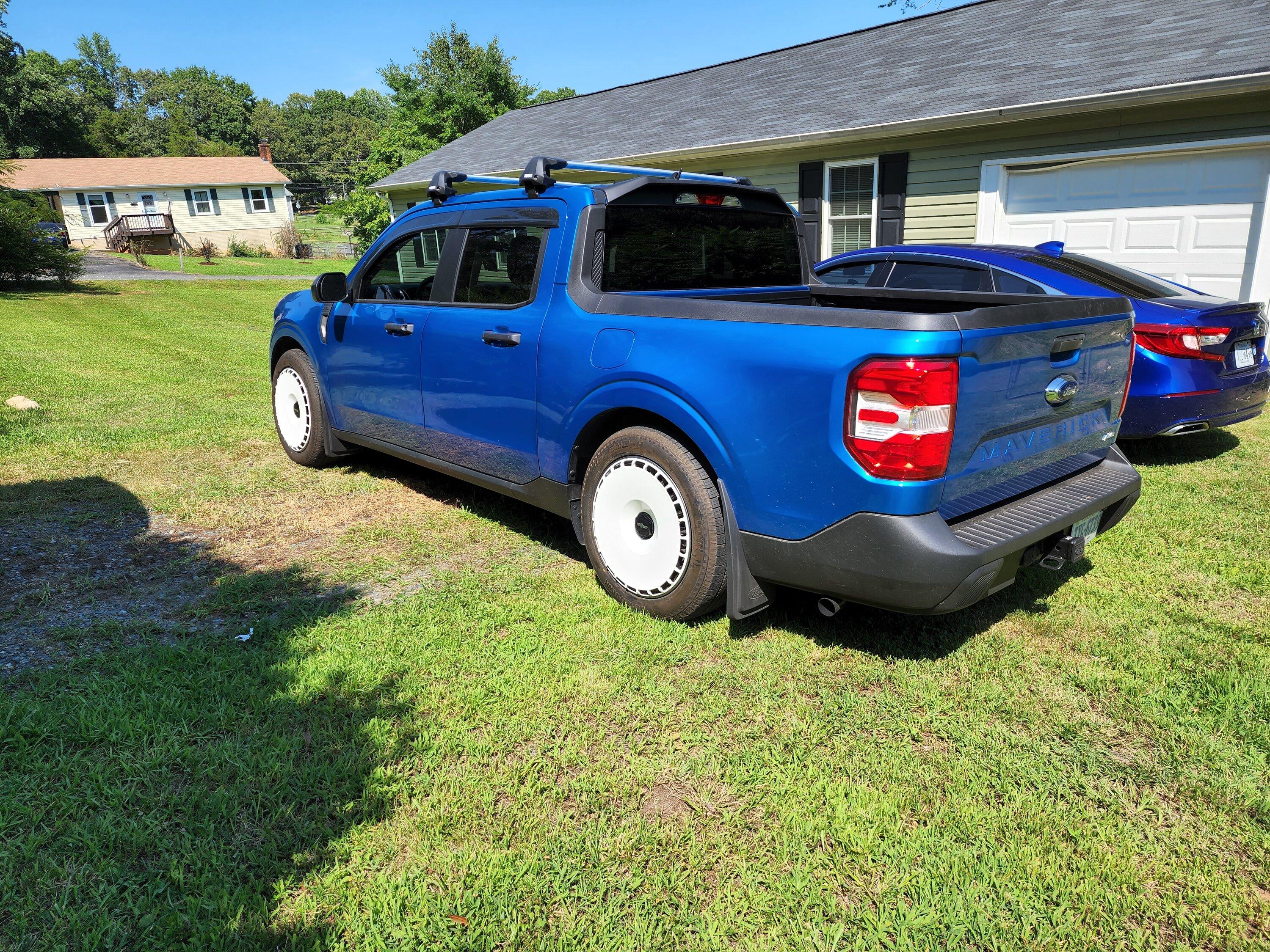 Ford Maverick 19" Rotiform BUC-M wheels on Velocity Blue XL Maverick 20220723_154051