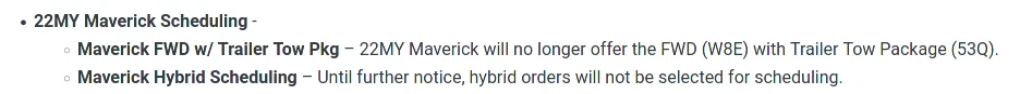 Ford Maverick Hybrid Maverick orders will not be scheduled until further notice - per dealer bulletin Screenshot_20210907_154732
