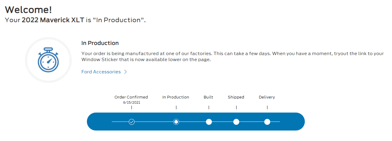 Ford Maverick Mavericks now hitting "In Production" status on Ford tracker. Has Yours? 1631127736420