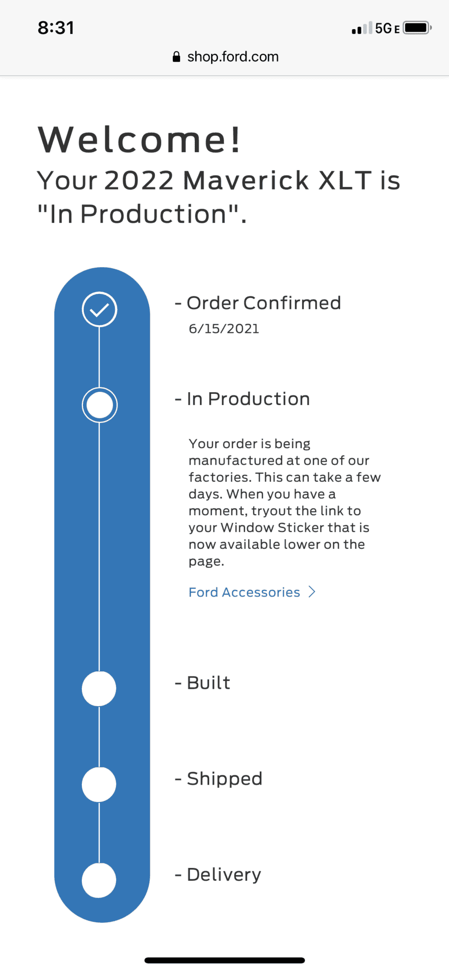 Ford Maverick Hybrid Maverick production begins when? 7A23AF08-29B3-4ED6-BACC-AF922370381A