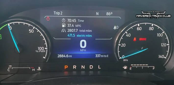 Ford Maverick Hybrid Maverick showing 37.4 MPG + rear seats folded w/ headrests removed (pics) Hybrid Maverick Lariat Carbonized Gray 1