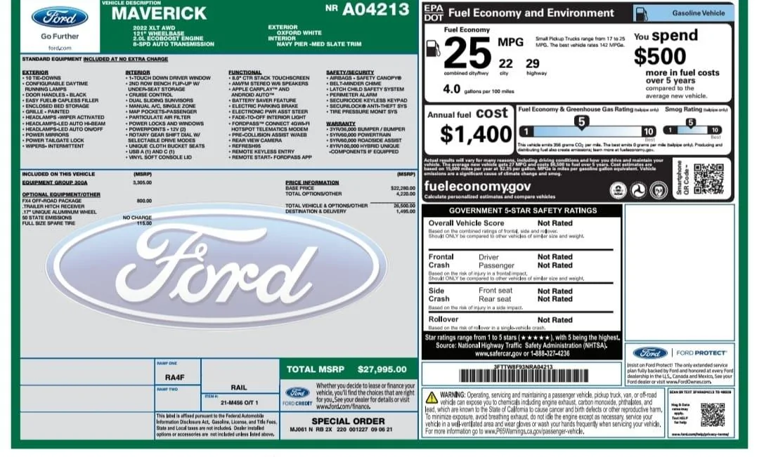 2022 Maverick EcoBoost AWD 2.0L window sticker MPG.jpg