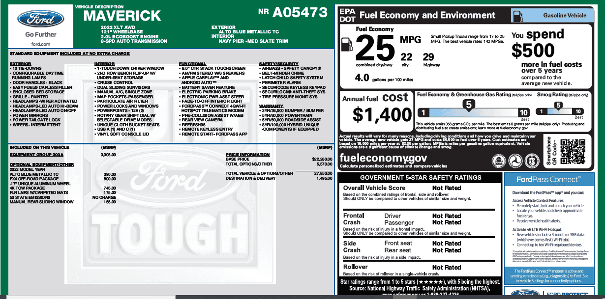 Ford Maverick 🛠 9/13 Build Week Group - Post your Window Stickers! 1631626745168