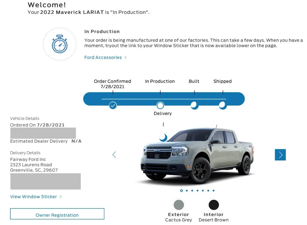 Ford Maverick Mavericks now hitting "In Production" status on Ford tracker. Has Yours? Prod