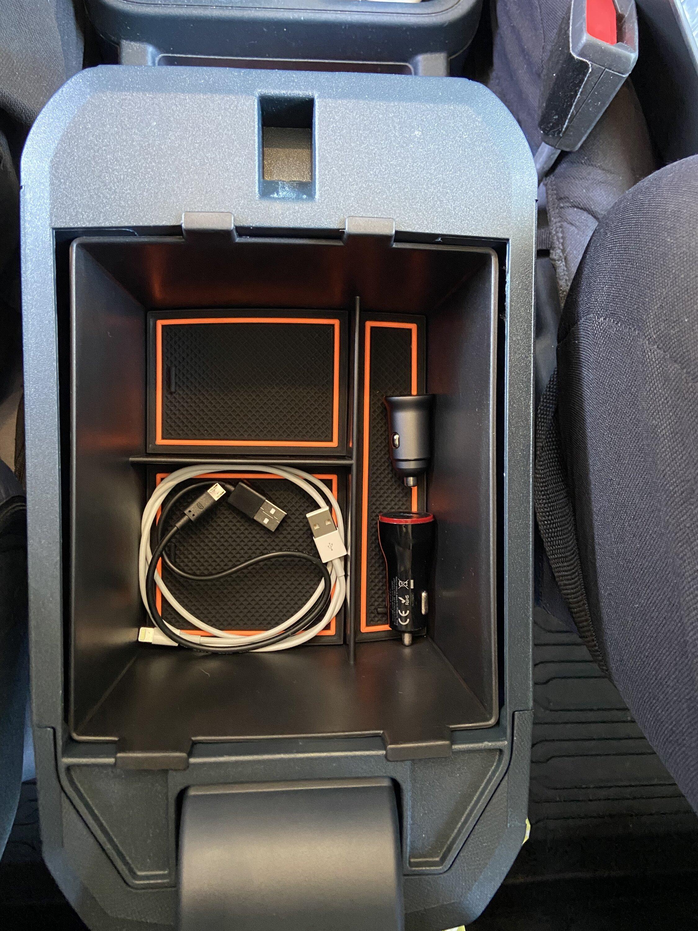 Ford Maverick Console organizer with orange 27B863A3-31B5-4CD1-A340-8E7BED9F6C7F