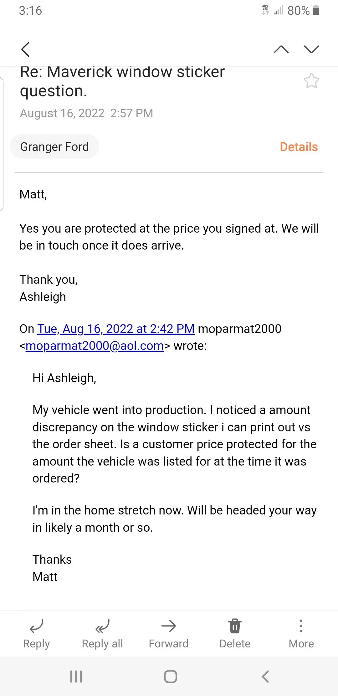 Ford Maverick I Got It At Granger for $3k Off Thread Screenshot_20220816-151616_Email
